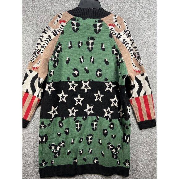 Anthropologie Vilagallo Starry Leopard Medium Open Sweater Cardigan Knit $350 - Picture 6 of 8